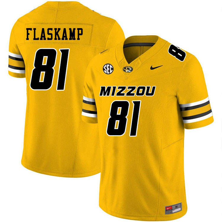 Men #81 Noah Flaskamp Missouri Tigers College Football Jerseys Stitched-Gold